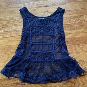 Anthropologie Sheer Blue Tank Top